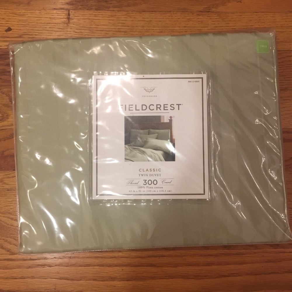 FIELDCREST Duvet Cover Cotton 300 TC Sage Green Twin  NEW
